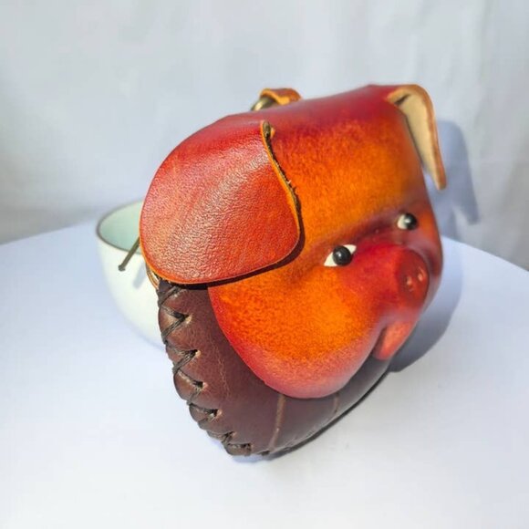 Pig Handmade Leather Coin Purse Wristlet — Magnetic Snap & Zipper - Picture 4 of 4